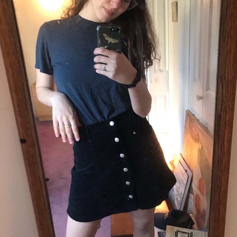 Corduroy Alexa Chung button up mini skirt!